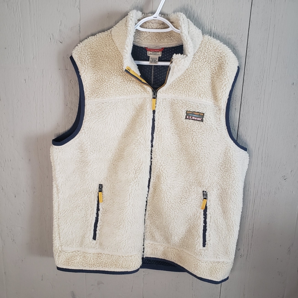 Men's LL Bean Mountain Pile Sherpa Fleece Zip Up Vest 502429 Size XXL